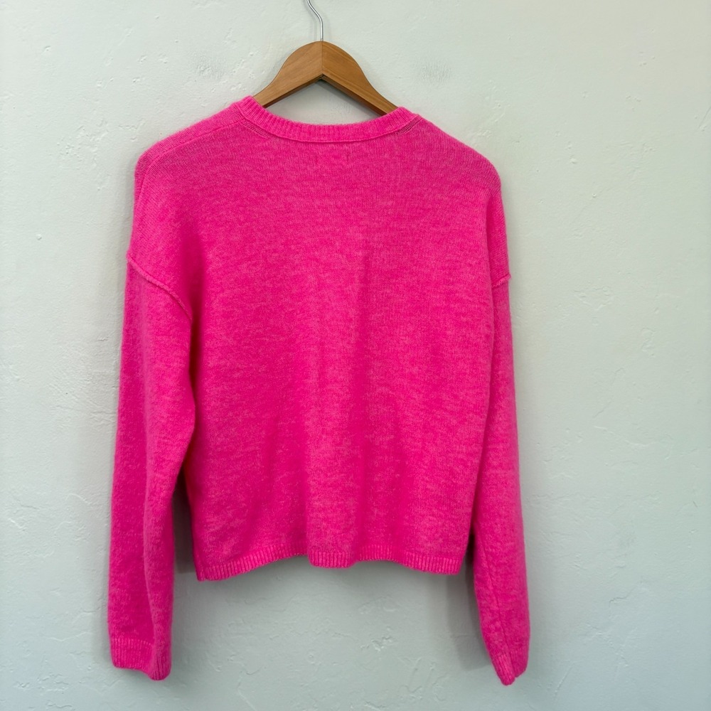 Anthropologie Pilcro Wool Blend Cardigan Sweater Women Size Medium Hot Pink - Picture 9 of 13